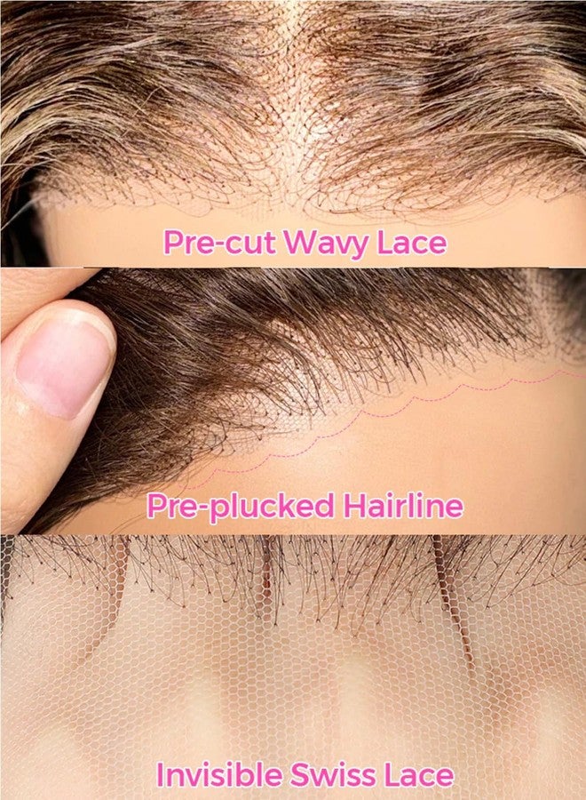 بلاي باروكة شعر طبيعي BLY ذات تموجات مائية بوب، 7x5، جزء C، دانتيل شفاف، جاهزة للارتداء، بدون غراء، قص مسبق، عقد مبيضة مسبقًا، كثافة 180%، باروكة أومبري قصيرة للنساء، 10 بوصات - Image 3